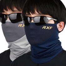 RXF 맥스나인 1+1 앞뒷면 라운드메쉬 여름 냉감 골프스킨 멀티스카프 파크골프, 그레이+네이비
