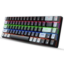 HXSJ V800 유선 기계식 키보드 68 키 분리형 C 블루 스위치/레드 스위치 PC 용 RGB 게임용, [02] Black(Blue Switches)