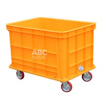 ABC플라스틱 점보상자 점보박스 식품 공업용 상자, 점보상자400L(우레탄바퀴포함)측면배출구