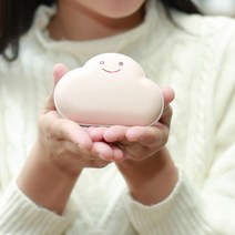 구름손난로 어린이 키즈 휴대용 USB 충전식 보조배터리 양면발열, 아이보리