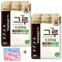 삼정 3겹 데코 그루 오리지날 화장지(무표백펄프) 30m*30롤*2pack+여행용 티슈 40매*2pack