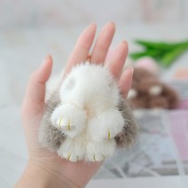 리얼퍼 토끼 인형 키링 가방 악세사리 자동차 키홀더 HO, 옵션선택, 그레이아이보리