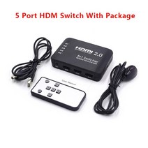 노트북서브모니터 보조모니터 휴대용 HDMI 2.0 스위치 4K 60Hz 5 In 1 Out IR 원격 XBOX One PS4 Pro TV 박, 02 5 Port With Package