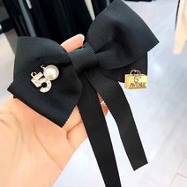 블랙 넘버5 리본 브로치 타이 코사지