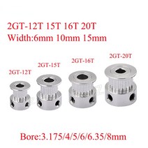 2GT 12 15 16 20 톱니 타이밍 풀리 보어 3.17/4/5/6/6.35/8mm GT2 벨트 폭 6mm 10mm 3D 프린터 CNC 부품, 12 20 Teeth Bore 6mm_02 10mm
