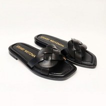 Stuart Weitzman 스튜어트 와이츠먼 여성 위빙 슬리퍼 블랙 가죽 S0979