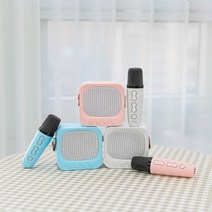 러블리 머레이 미니 노래방 기기 셋트 블루투스 마이크 스피커, 화이트, 화이트