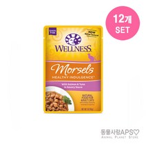 웰니스 캣 헬시 인덜전스 머셀 연어+참치 85g x12개(set), 단품