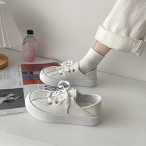 나루니 여성스니커즈 스니커즈 캔버스 여자 운동화 키높이 4cm 4cm굽 봄 여성화 슬립온 여름 키작녀