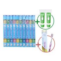 코도모칫솔 전사이즈10개 그린킨더저불소치약2개 덴탈케어칫솔 미세모S 2개 2-7세 뱉는아이 전사이즈택일, 13S