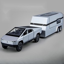 1:32 테슬라 픽업 트럭 트레일러 다이캐스트 자동차 RV 합금 모델 피규어 프라모델, 테슬라 픽업트럭 및 트레일러 스페이스그레이