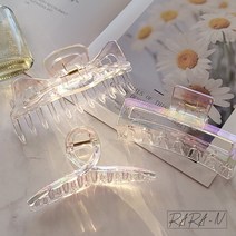 라라앤 빅 사이즈 홀로그램 오로라 대왕 집게핀 사각 꼬임 나비 국내산 국내제작 올림머리핀