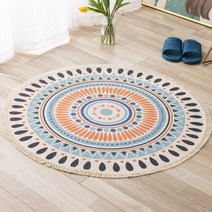 거실면카페트 Ins 라운드 민족 스타일 카펫 코튼 린넨 매트 인쇄 술 라운드 매트 거실 커피 테이블 매트