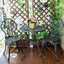 야외용평상 야장 테라스 베란다포차 야외 테이블 정원용 의자 옥상 포장마차 부부 테이블 세트, 튤립 3종 세트 [고록]