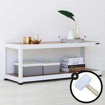 슈랙엣홈 무볼트 조립식앵글선반 2단 블랙 화이트 스탠드선반 [ 조립용 고무망치 증정 ], 선반 2단600 화이트/600x400 (WxD)