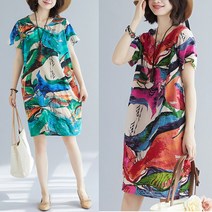 [빅사이즈] B-21652 미디엄 원피스/루즈핏/롱원피스/박시/임부복/엄마옷/린넨/쉬폰