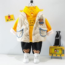 LZYJY 어린이 양털 안감 두꺼운 세 조각 정장 겨울 옷 2022 새로운 서양식 소년 소녀 조끼 정장 아기의 겉옷