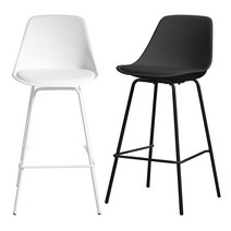 클릭바텐 미들 65cm 1+1 아일랜드식탁의자 2p 바의자 홈바 높은의자 가죽쿠션 PU좌석 바체어 3color, 시트높이 65cm_화이트1+블랙1