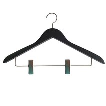 원목 블랙 옷걸이 두께 20mm 집게 호텔 모텔 업소용 검정 비품