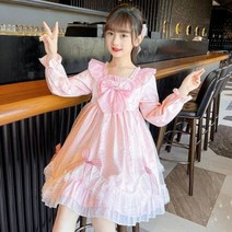 공주상하복 바둑판 3종 봄가을 조끼 와이드 팬츠 세트, 공주 스커트 가을 긴팔 리본 원