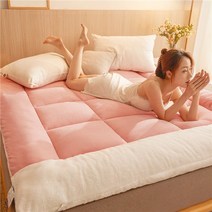 자가 발열 토퍼 기절 웜 돌침대 극세사 양털 차박 캠핑 바닥이불 거실 두꺼운 벨벳 매트리스 실내 장식 가정용 슈퍼 소프트 매트리스 패드 이불 더블 다다미 학생 매트 토퍼 47, 핑크【프론트 밀크 벨벳 리버스 램 벨벳】, 180x200cm특대형 더블베드 전용
