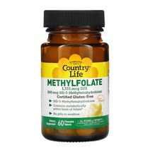 Country Life 컨트리 라이프 메틸엽산 오렌지맛 800mcg 60 츄어블정 글루코사민염 함유