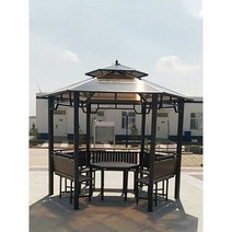 렉산 파고라 전원주택썬룸 테라스 방갈로 비가림막, 3.5미터 육각형 파빌리온