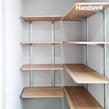 하드웰 시스템 벽선반 4단 높이 120cm 세탁실 벽걸이 원목, 4단 높이120cm(상판:90x35cm), 우드 상판