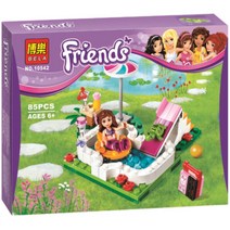 바다지킴이 비치하우스 나무심기차량 우주 트리하우스 우정버스 반려동물놀이터 매직캐러밴 캘린더 해적선 말공연트레일러 레고 프렌즈 호환 블록, 정원 수영 (10542)