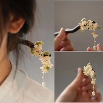 [실버플라워]궁중헤어비녀 장미비녀 긴머리 한복헤어비녀 패션헤어XC099