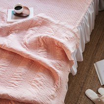 파란데코 순면 워싱 피그먼트 침대패드 이불겸패드, 안젤라(핑크)