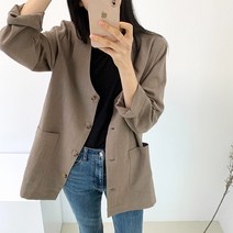 빈티지 노칼라 브이넥 긴팔 여자린넨자켓 봄 여름 가을 간절기 봄자켓 오버핏 빅사이즈