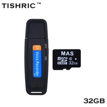 음성 녹음기 TISHRIC USB 음성 휴대용 녹음기 미니 장치 8/16/32GB 디지털, 08 Black with 32GB