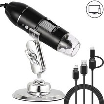현미경 1600X 디지털 현미경 카메라 3in1 Type-C USB 포켓 전자 8 LED HD 돋보기 휴대 전화 납땜 수리, [01] 50-1600X, [01] Black