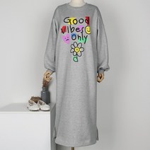 퍼니걸스 9802 박시핏 플라워 나염 프린팅 기모 원피스 여성의류