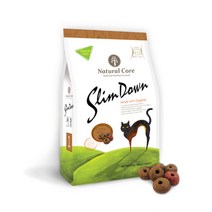 네츄럴코어 슬림다운 혼합입자 6-10mm 고양이 사료 전연령사료 풍부한 섬유질 다이어트사료 무곡물 질소충전낱개소포장 헤어볼제거 가수분해단백질, 1kg