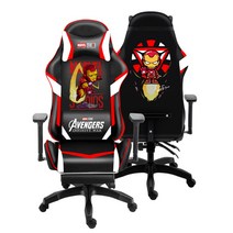 마블 스튜디오 어벤저스 게이밍의자 게이밍체어 게임용 스파이더맨 아이언맨 목쿠션 등쿠션포함, A 아이언맨 + 알루미늄 + 고정 손잡이