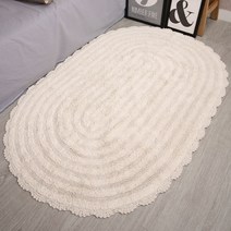 LKEY 순면 타원형 레이스타입 프릴 거실 카페트 러그