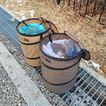 캠핑지구 팝업 쓰레기통 쓰레기봉투 걸이 접이식 바스켓 대형, 팝업쓰레기통[베이지/풀세트]