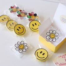 [플로꽁] 스마일 데이지꽃 차량용 석고방향제 5ml 리필향 포함, 컬러데이지꽃, 데이지