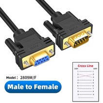COM 포트 485 통신 케이블 DB9 연결 케이블 RS232 직렬 케이블 9 핀 수-암 직접 교차 연결 라인, 04 Cross M to F_02 1.5M