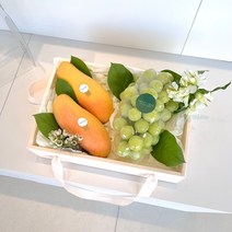 광주 스위띠끄 무지개망고 귀족망고 마하차녹 애플청포도 투명상자 프리미엄 혼합과일세트 선물 원형상자 과일바구니 광주과일 과일선물, 꽃매듭태슬, 컬러랜덤, 방문수령
