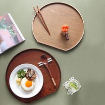 옻칠 반달 우드트레이 (2colors), 브라운
