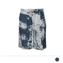 모던브릭 페인팅 비치웨어 린넨 반바지-네이비