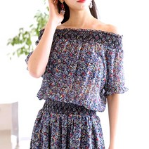 마젤 수입 블루 모네 펀넬넥 쉬폰원피스 MAZEL
