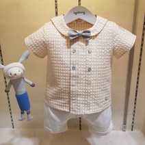 아가방 50% 여름 베이비페어 깔끔하게 댄디하게 보타이 체크셔츠+화이트정장바지! 더블단추가 참 매력있어! 사각거리는 느낌이 아주 시원한 아이! 도련님은 정장 꼭 필요해!