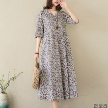 굿데이 컴퍼니 여름 롱원피 라인 데일리룩 루즈핏 인기원피스 빅사이즈 린넨 플라워 패턴 큰사이즈 sMM51