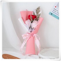 비누꽃 장미꽃 세송이 꽃다발 어버이날 생일 꽃다발 졸업식 로즈데이, PL532 핑크