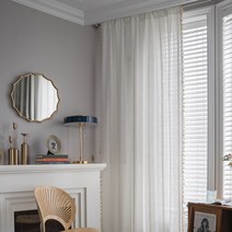 화이트 자카르 반차광 커튼 방 거실