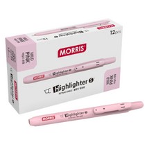 모리스 하이라이터 마일드 형광펜 S, 핑크, 12개입